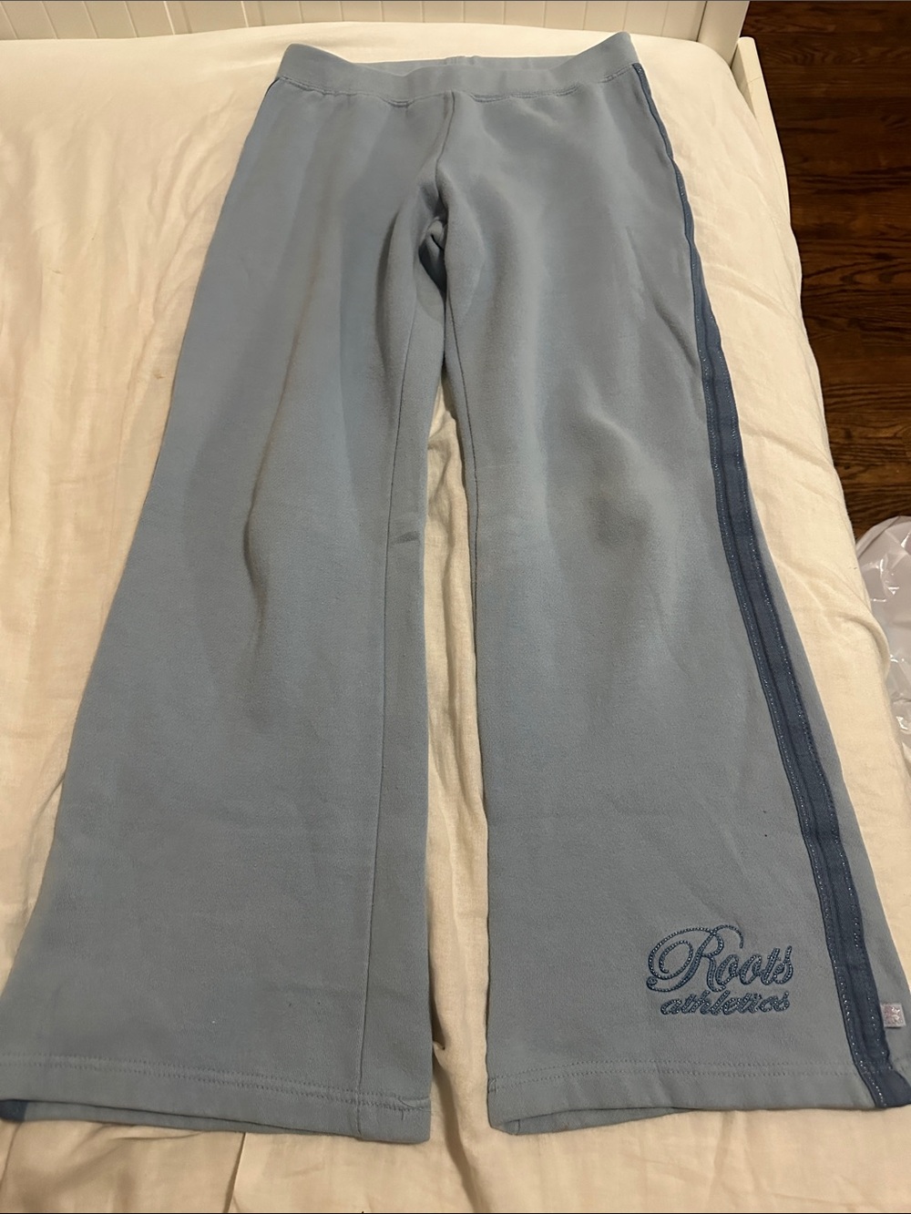 Roots Kids Light Blue Fleece Joggers with Darker Blue Side Stripe